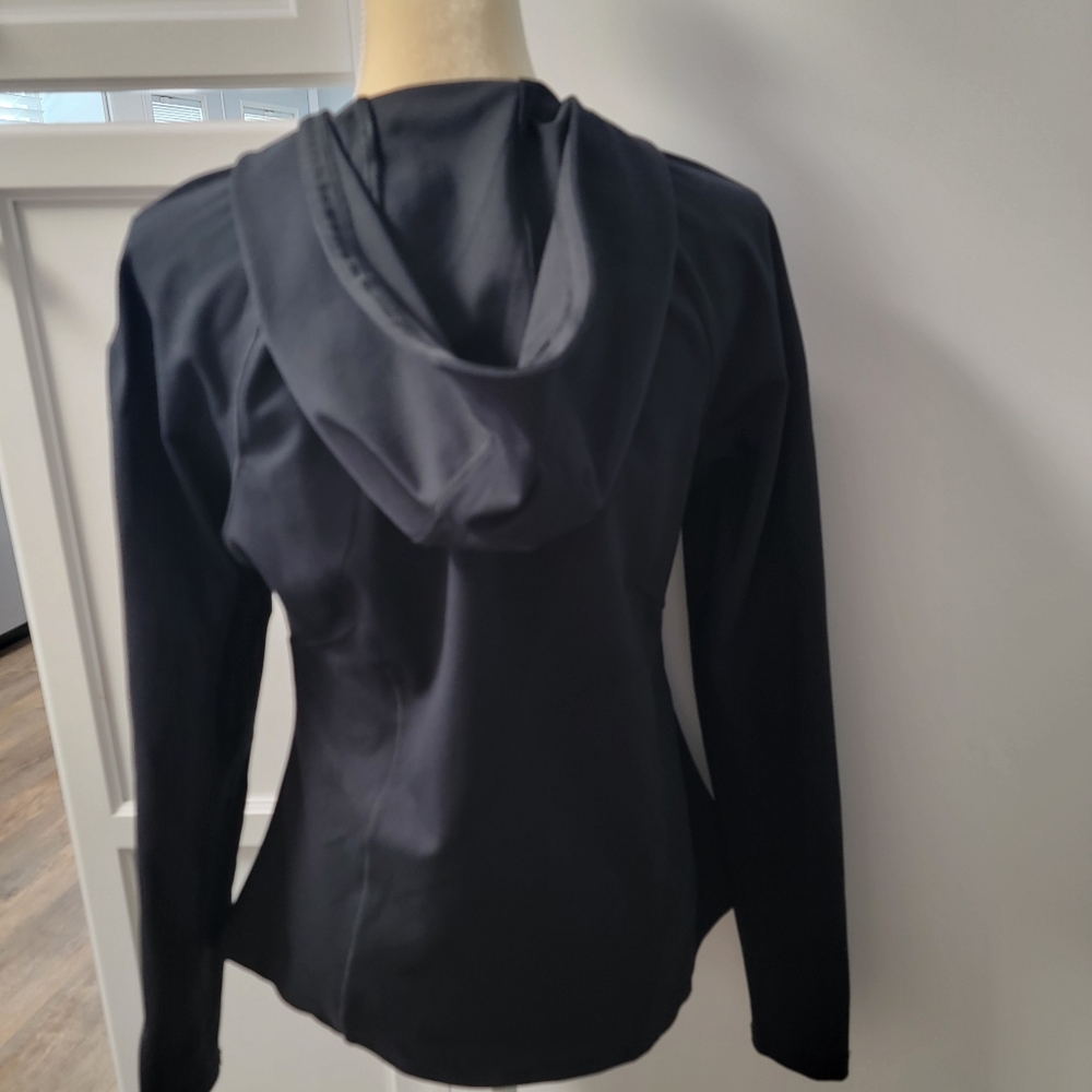 Spyder Active Jacket Womens Medium Black Full Zip Hooded Logo Athleisure Gym - Picture 4 of 12